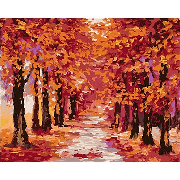 

Diamondi - PODZIMNÍ LES ZBAREVNÝ DO ČERVENA, 40x50 cm, vypnuté plátno na rám