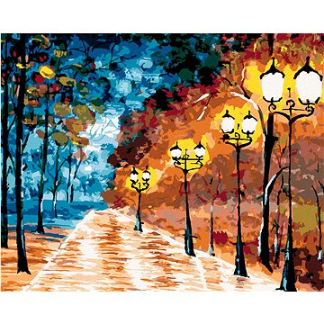 

Diamondi - OSAMĚLÝ OSVĚTLENÝ PARK, 40x50 cm, bez rámu a bez vypnutí plátna