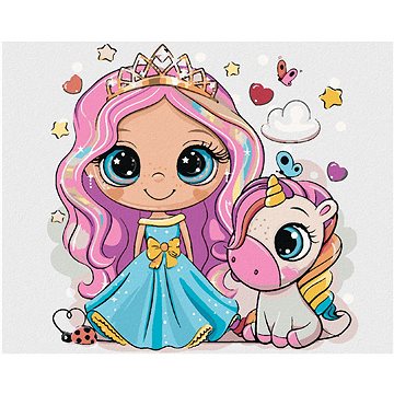 

Diamondi - PRINCEZNA A DUHOVÝ JEDNOROŽEC, 40x50 cm, bez rámu a bez vypnutí plátna