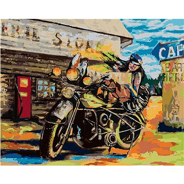 

Diamondi - ŽENA A MOTORKA, 40x50 cm, vypnuté plátno na rám