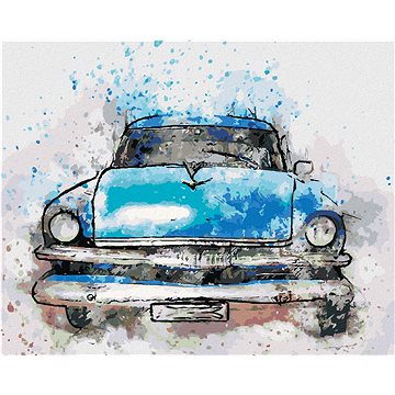 

Diamondi - MALOVANÉ MODRÉ AUTO, 40x50 cm, vypnuté plátno na rám