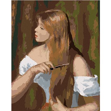 

Diamondi - DÍVKA PŘI ČESÁNÍ VLASŮ (PIERRE-AUGUSTE RENOIR), 40x50 cm, vypnuté plátno na rám