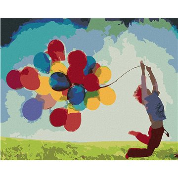 

Diamondi - DÍTĚ A BAREVNÉ BALONKY, 40x50 cm, vypnuté plátno na rám