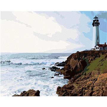 

Diamondi - MAJÁK NA SKÁLE A VLNY, 40x50 cm, bez rámu a bez vypnutí plátna