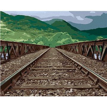 

Diamondi - KOLEJE PŘES MOST, 40x50 cm, vypnuté plátno na rám