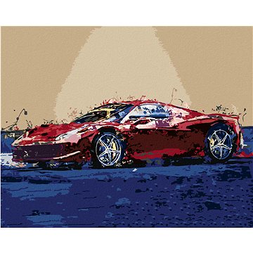 

Diamondi - ČERVENÉ ABSTRAKTNÍ AUTO FERRARI, 40x50 cm, vypnuté plátno na rám