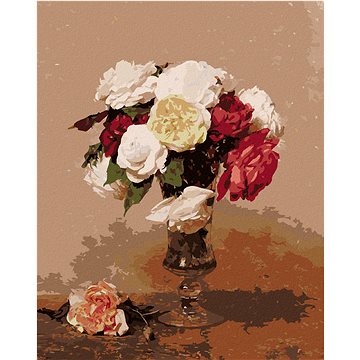 

Diamondi - VÁZA S RŮŽEMI (HENRI FANTIN-LATOUR), 40x50 cm, bez rámu a bez vypnutí plátna