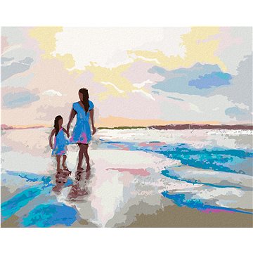 

Diamondi - MATKA S DCEROU NA PLÁŽI, 40x50 cm, bez rámu a bez vypnutí plátna