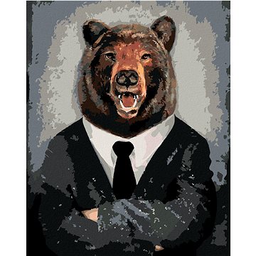 

Diamondi - MEDVĚD V OBLEČENÍ, 40x50 cm, vypnuté plátno na rám