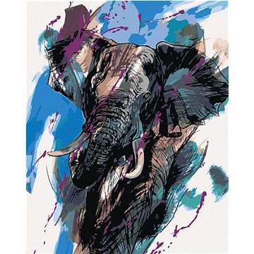 

Diamondi - SLON S BARVAMI, 40x50 cm, vypnuté plátno na rám