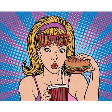 

Diamondi - POP-ART ŽENA VE FASTFOODU, 40x50 cm, bez rámu a bez vypnutí plátna