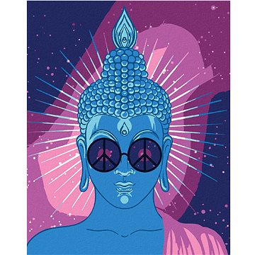 

Diamondi - MODRÝ BUDDHA S DUHOVÝMI BRÝLEMI, 40x50 cm, vypnuté plátno na rám