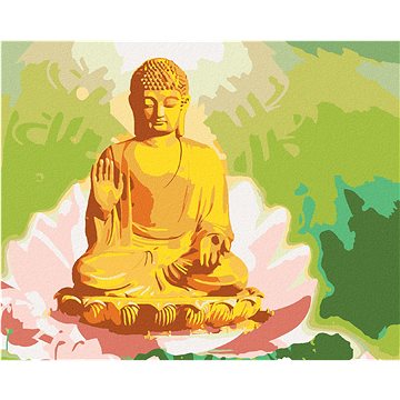 

Diamondi - BUDDHA V LOTOSU A ZELENÉ POZADÍ, 40x50 cm, vypnuté plátno na rám