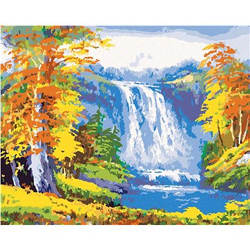 

Diamondi - VODOPÁD V PODZIMNÍM LESE, 40x50 cm, vypnuté plátno na rám