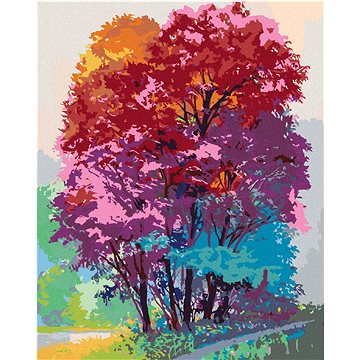 

Diamondi - BAREVNÝ STROM V LESE, 40x50 cm, vypnuté plátno na rám