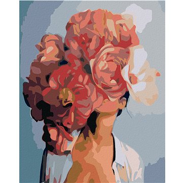 

Diamondi - ŽENA S ČERVENOU KVĚTINOU, 40x50 cm, vypnuté plátno na rám