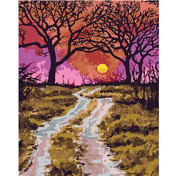 

Diamondi - CESTIČKA NA PODZIM A ZÁPAD SLUNCE, 40x50 cm, vypnuté plátno na rám