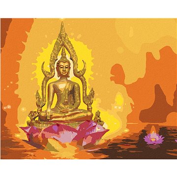 

Diamondi - BUDDHA V LOTOSU A ORANŽOVÉ POZADÍ, 40x50 cm, bez rámu a bez vypnutí plátna