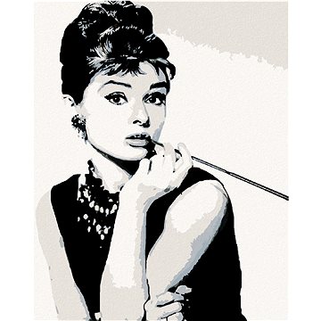

Diamondi - AUDREY HEPBURN ČERNOBÍLÁ, 40x50 cm, vypnuté plátno na rám