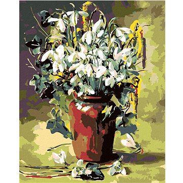 

Diamondi - VELIKONOČNÍ KVÍTÍ V HNĚDÉ VÁZE, 40x50 cm, vypnuté plátno na rám