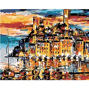 

Diamondi - MĚSTEČKO NAD MOŘEM, 40x50 cm, vypnuté plátno na rám