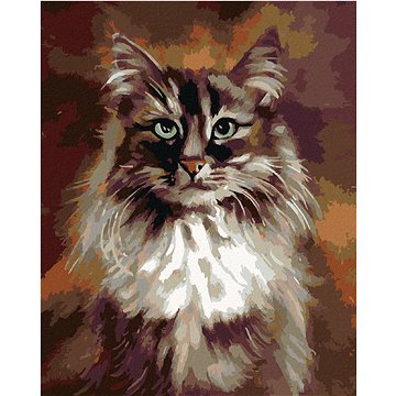 

Diamondi - KOČKA NA HNĚDÉM POZADÍ, 40x50 cm, bez rámu a bez vypnutí plátna