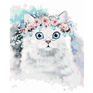 

Diamondi - KOČKA A KVĚTINOVÁ KORUNA II, 40x50 cm, vypnuté plátno na rám