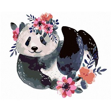 

Diamondi - PANDA S KVĚTINAMI, 40x50 cm, vypnuté plátno na rám