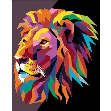 

Diamondi - BAREVNÝ LEV MODERNÍ STYL, 40x50 cm, bez rámu a bez vypnutí plátna