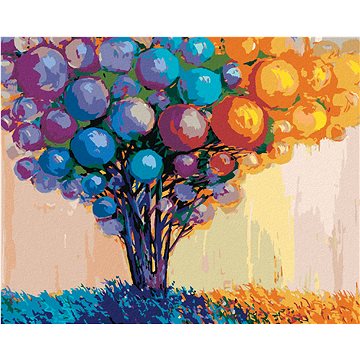 

Diamondi - STROM ZDOBENÝ MÍČKY, 40x50 cm, bez rámu a bez vypnutí plátna