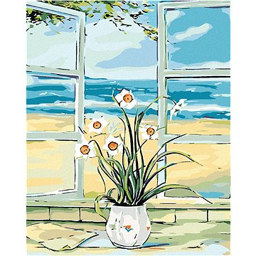

Diamondi - NARCIS V OKNĚ U PLÁŽE, 40x50 cm, bez rámu a bez vypnutí plátna