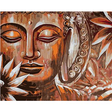 

Diamondi - BRONZOVÝ BUDDHA A KVĚTINY, 40x50 cm, bez rámu a bez vypnutí plátna