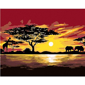 

Diamondi - AFRIKA ŽIRAFA A SLONI, 40x50 cm, bez rámu a bez vypnutí plátna