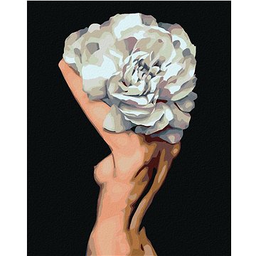 

Diamondi - NAHÁ ŽENA ZA VELKÝM KVĚTEM, 40x50 cm, vypnuté plátno na rám