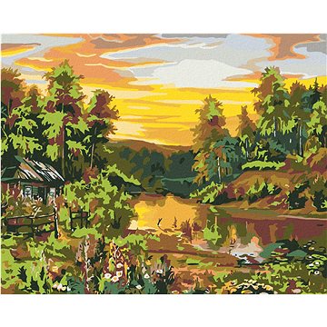

Diamondi - MALÝ SRUB U ŘEKY, 40x50 cm, vypnuté plátno na rám