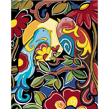 

Diamondi - KVĚTINOVÁ MALBA S PTÁČKY, 40x50 cm, vypnuté plátno na rám