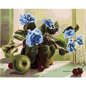 

Diamondi - MODRÉ KVĚTINY A OVOCE, 40x50 cm, bez rámu a bez vypnutí plátna