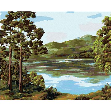 

Diamondi - HORSKÉ JEZERO, 40x50 cm, bez rámu a bez vypnutí plátna