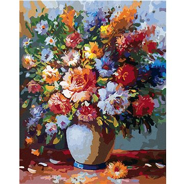 

Diamondi - PĚSTRÉ KVĚTINY VE VÁZE, 40x50 cm, bez rámu a bez vypnutí plátna