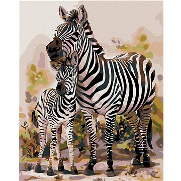 

Diamondi - ZEBRA S MLÁDĚTEM, 40x50 cm, bez rámu a bez vypnutí plátna
