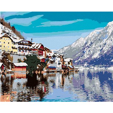 

Diamondi - HALLSTATT U JEZERA V ALPÁCH, 40x50 cm, vypnuté plátno na rám