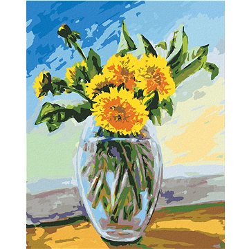

Diamondi - PAMPELIŠKY VE SKLENĚNÉ VÁZE, 40x50 cm, bez rámu a bez vypnutí plátna
