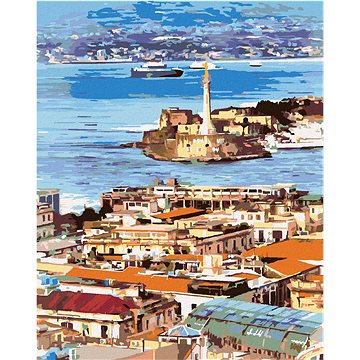 

Diamondi - PANORAMA MĚSTA MESSINA, 40x50 cm, vypnuté plátno na rám