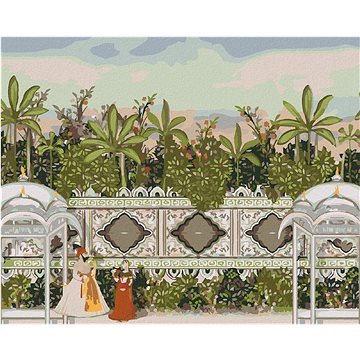 

Diamondi - OKRASNÁ ZEĎ V ZAHRADĚ MUGHAL, 40x50 cm, bez rámu a bez vypnutí plátna