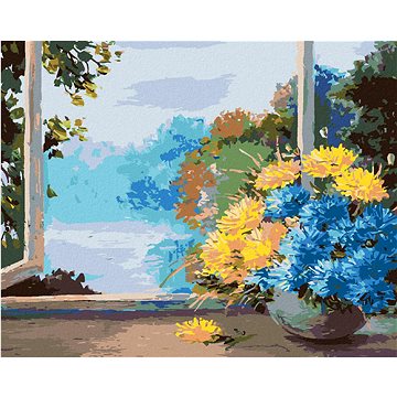 

Diamondi - KYTICE JARNÍCH KVĚTIN U OKNA, 40x50 cm, vypnuté plátno na rám