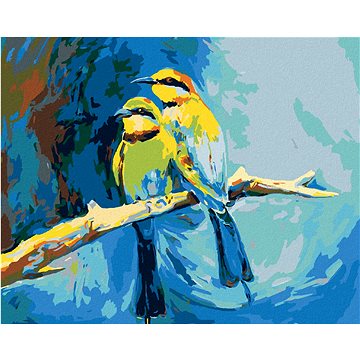 

Diamondi - BAREVNÍ PTÁČCI NA MODRÉM POZADÍ, 40x50 cm, bez rámu a bez vypnutí plátna