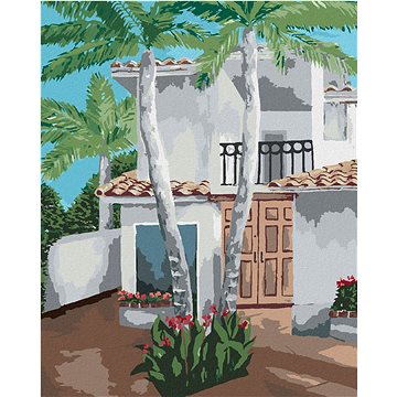

Diamondi - PALMY U LETNÍHO DOMU, 40x50 cm, vypnuté plátno na rám