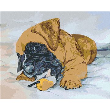 

Diamondi - ŠTĚNĚ NĚMECKÉHO BOXERA, 40x50 cm, vypnuté plátno na rám