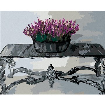 

Diamondi - LEVANDULE NA DEKORATIVNÍM STOLKU, 40x50 cm, bez rámu a bez vypnutí plátna