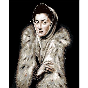 

Diamondi - DÁMA S KOŽEŠINOVÝM LÍMCEM (EL GRECO), 40x50 cm, vypnuté plátno na rám